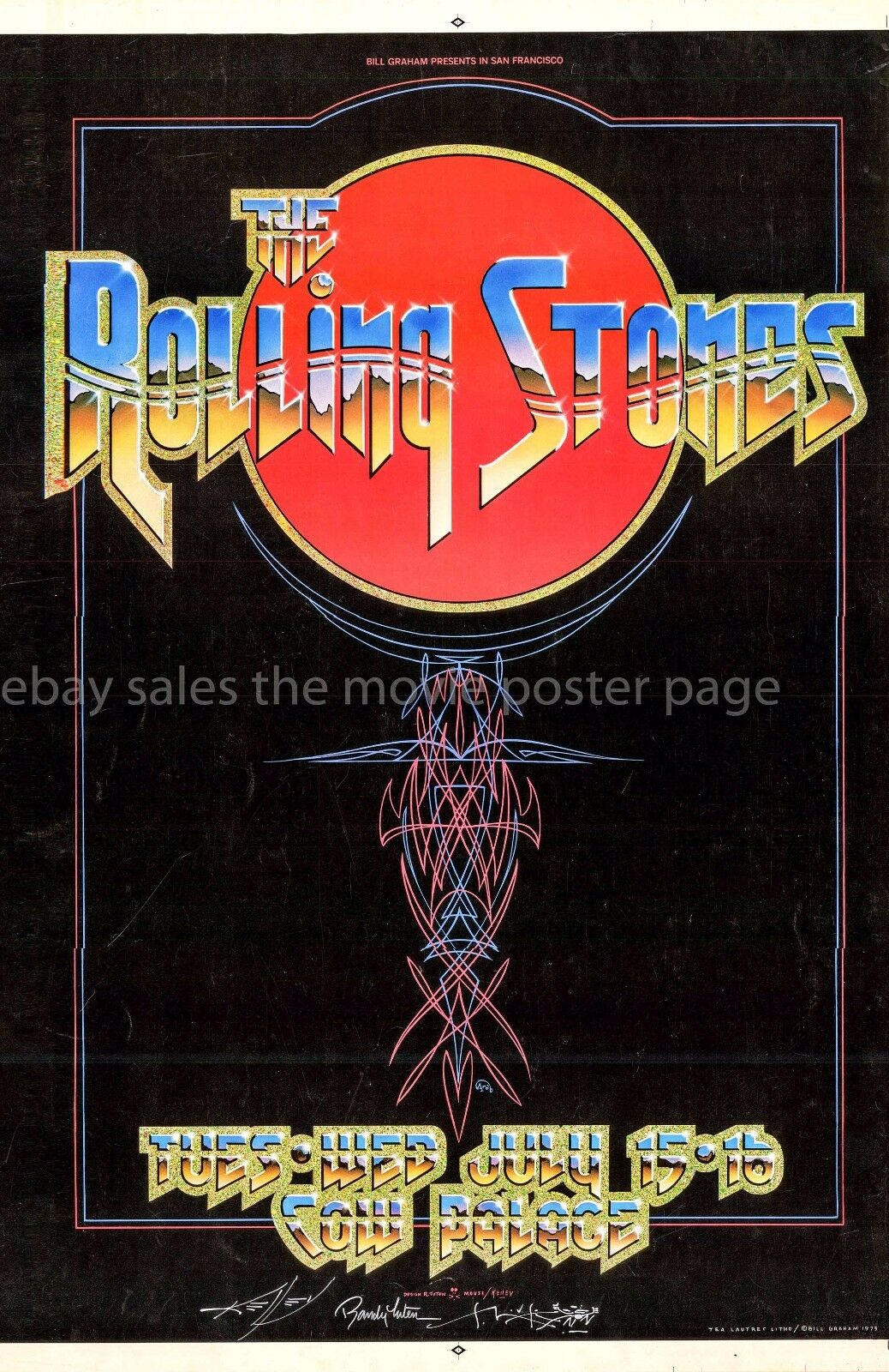 Rolling Stones 1975 Cow Palace Concert Poster