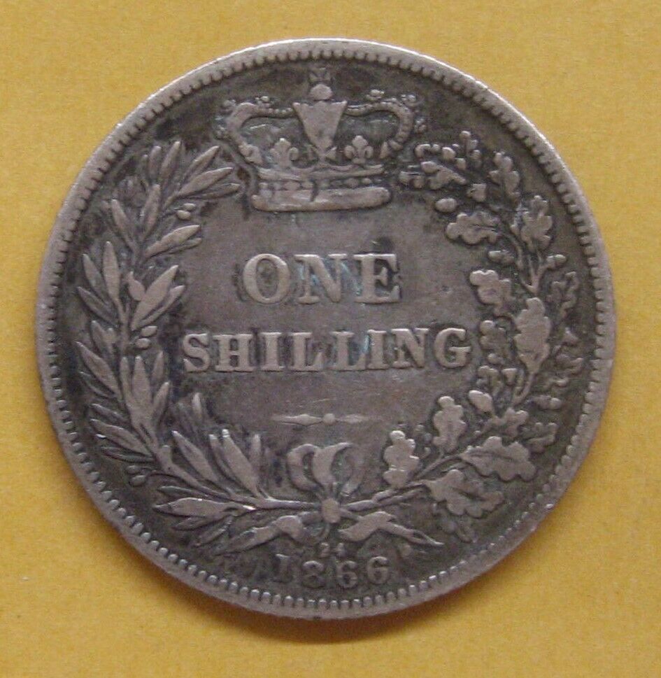 1866 British Silver Shilling - Damaged - Take A Look