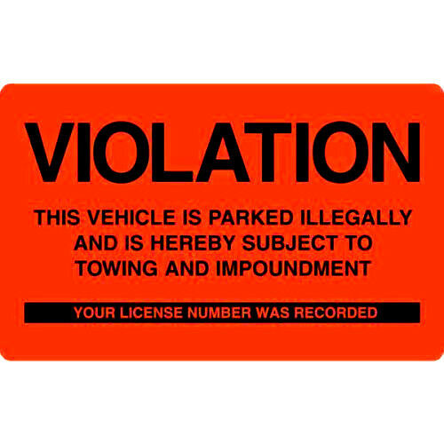 5 Pk ⭐ No Parking Violation Stickers ⭐ New Size! Reserved Parking Space Warnings