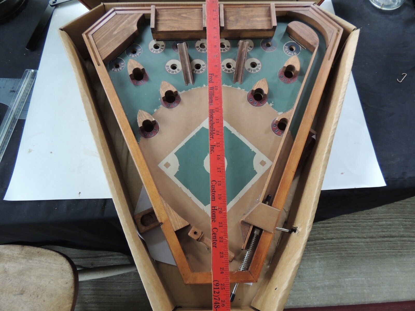 Old Century Baseball Game All Wood Construction Classic Pinball Game