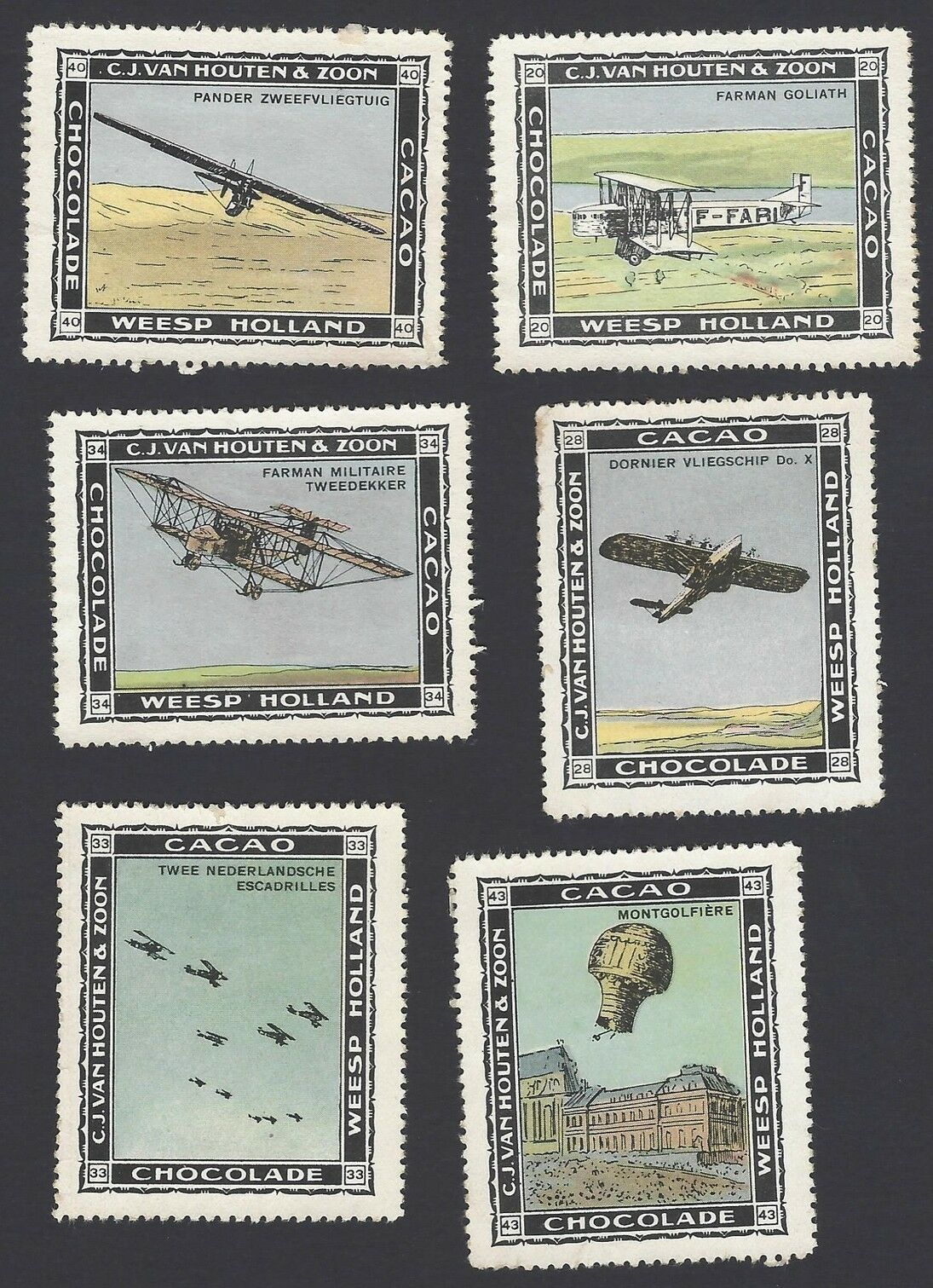 Van Houten & Zoon Cacao and Chocolate poster stamps vintage Airplanes (6)