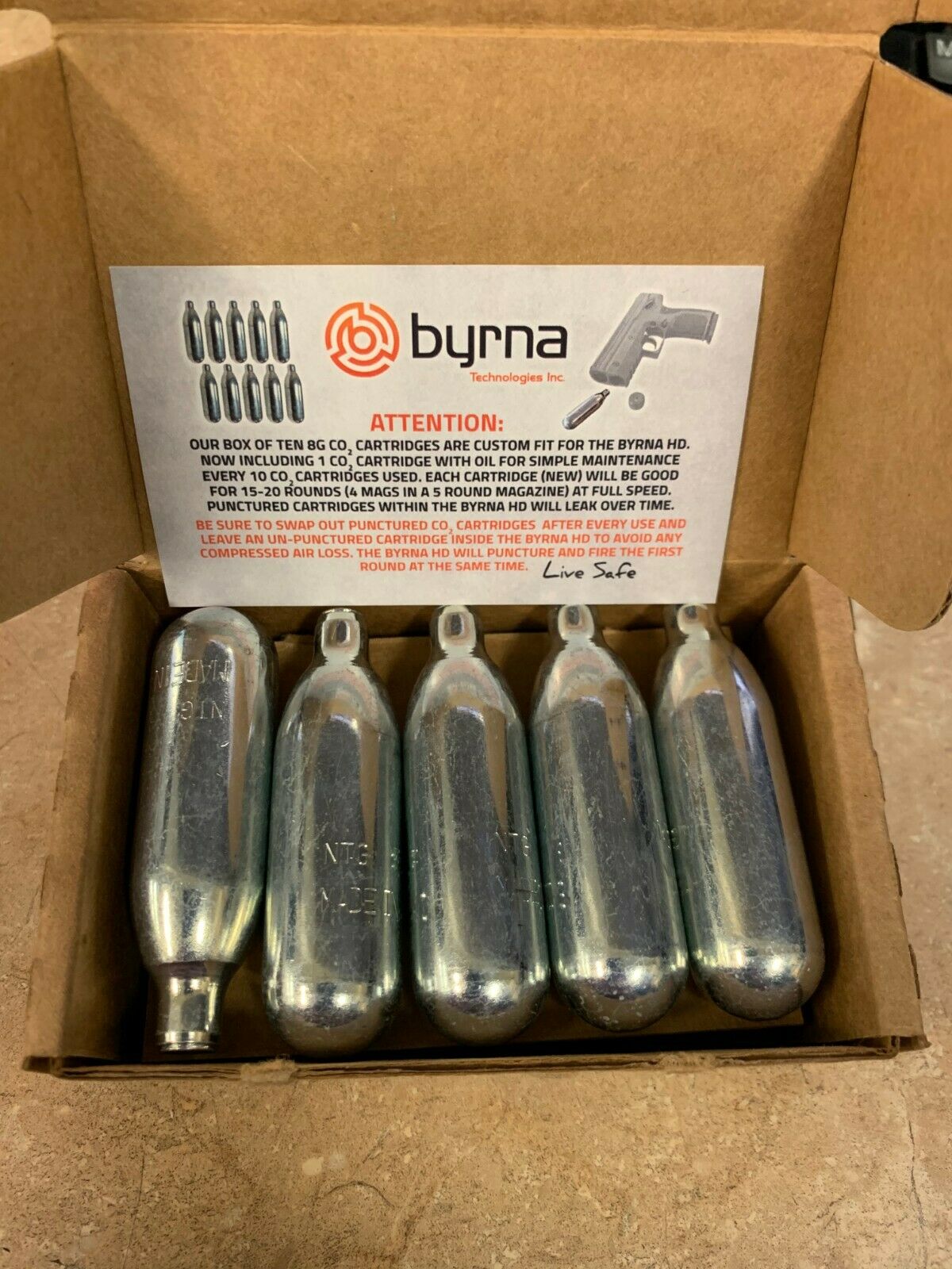 Byrna 8 Gram Gas Cartridge 10 Pack For Byrna Self Defense Launchers