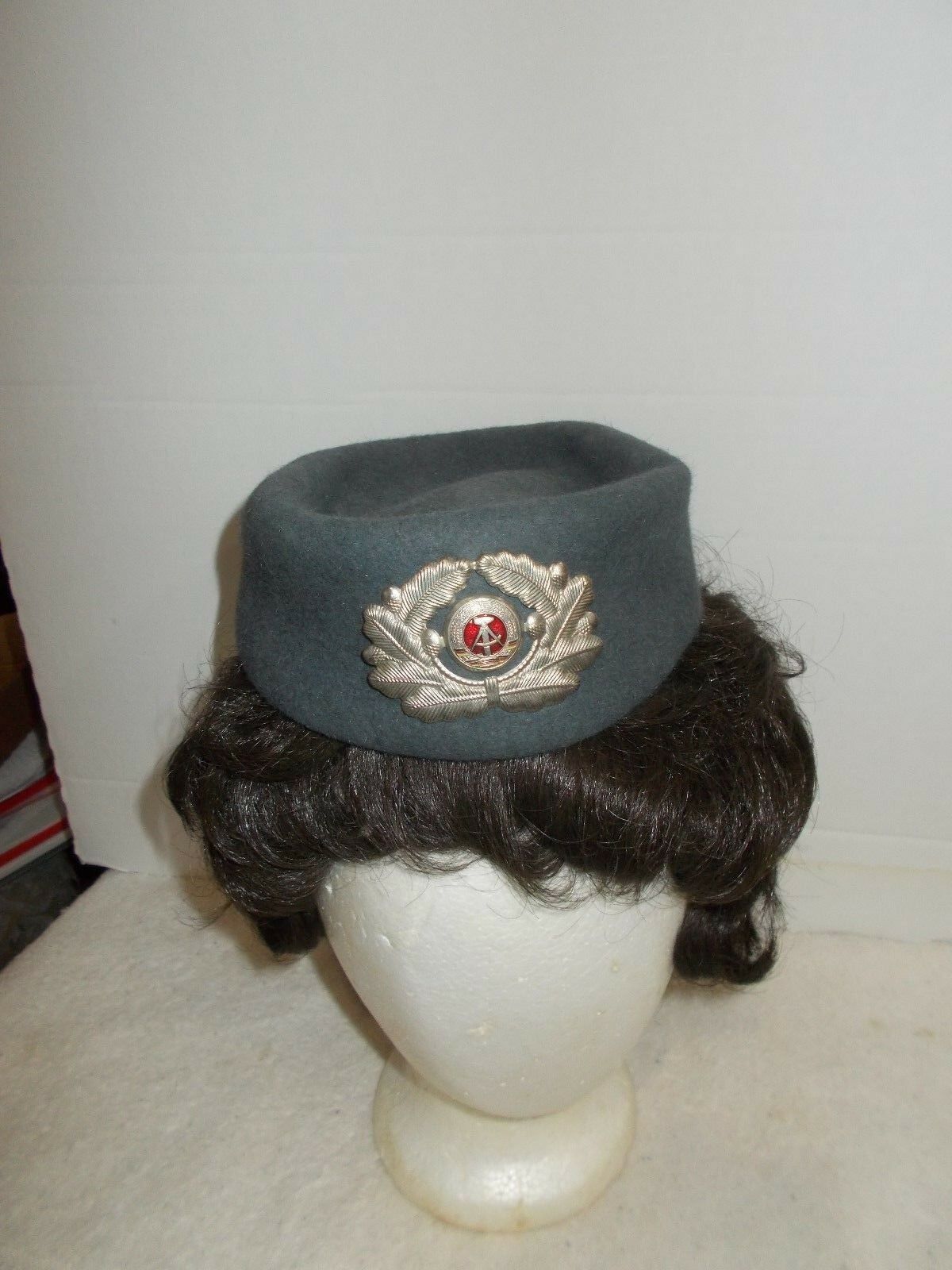 POST WAR EAST GERMANY LADIES WOMAN'S OFFICER CAP HAT with PIN