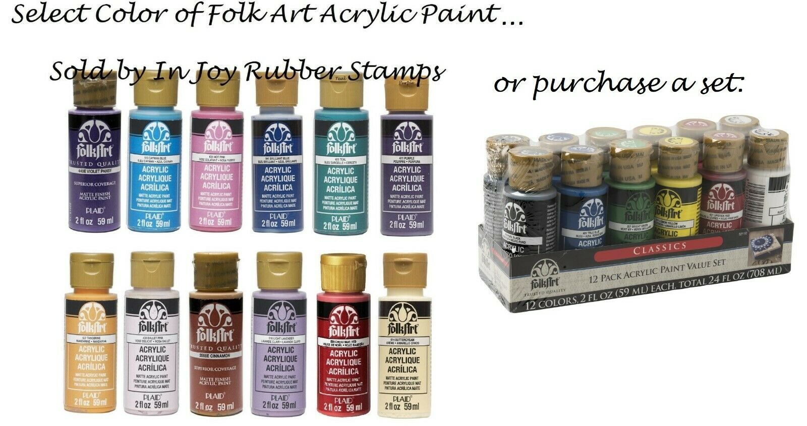 Folkart Acrylic Paint Folk Art All Purpose 2 Oz. Bottle, Choose From 120+ Colors