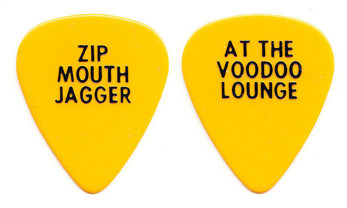 Rolling Stones Mick Jagger Zip Mouth Jagger Yellow Guitar Pick - 1994-1995 Tour
