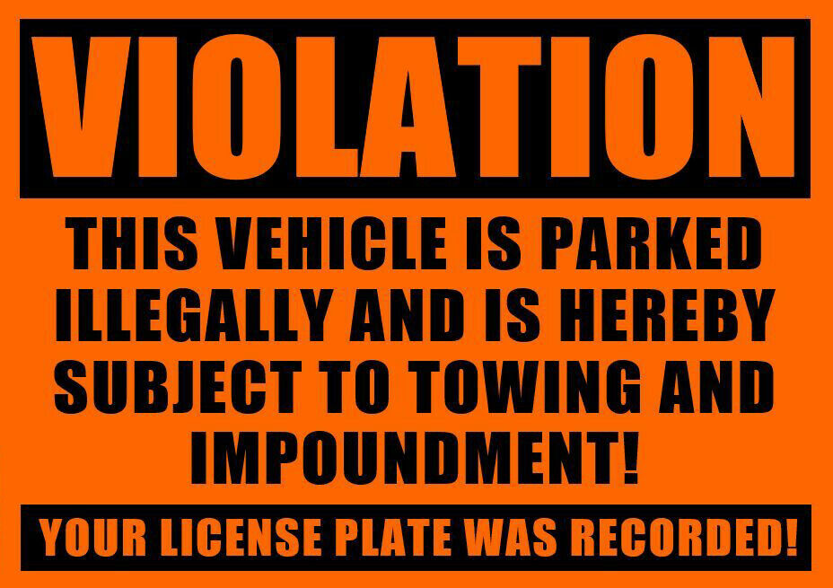 5 VIOLATION - NO PARKING - TOWING Sticker - No Parking stickers. Fast freeship