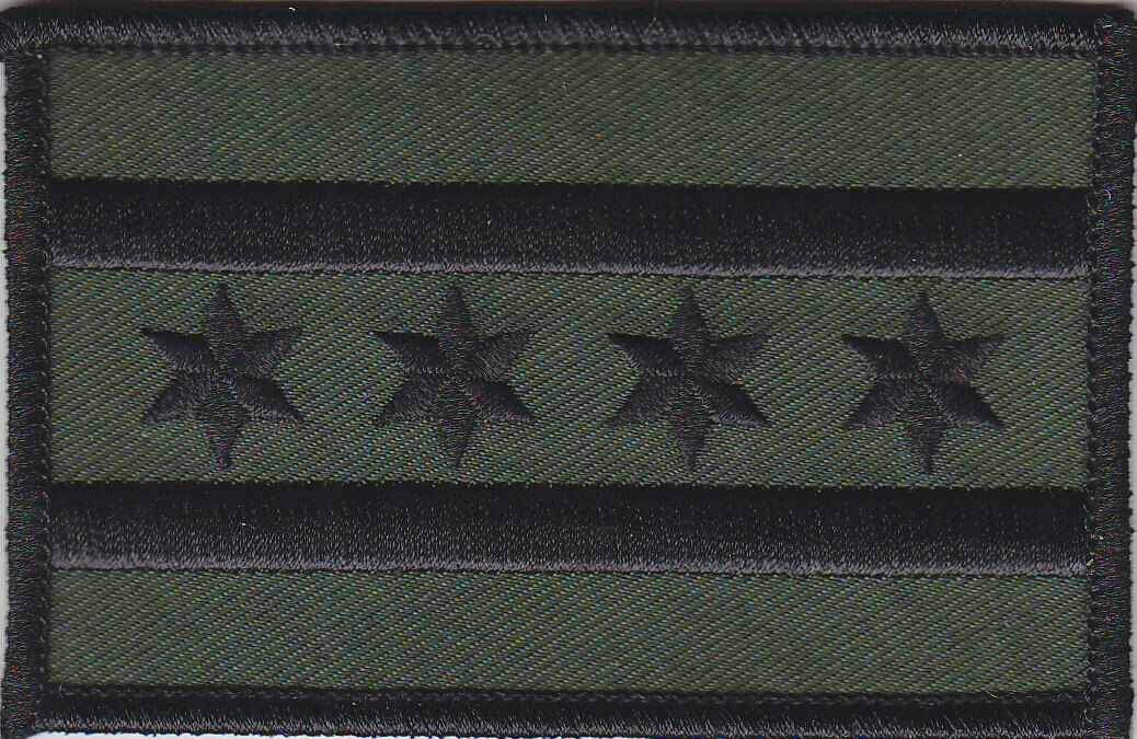 Chicago Flag Illinois Police Patch Subdued Black On Od Green