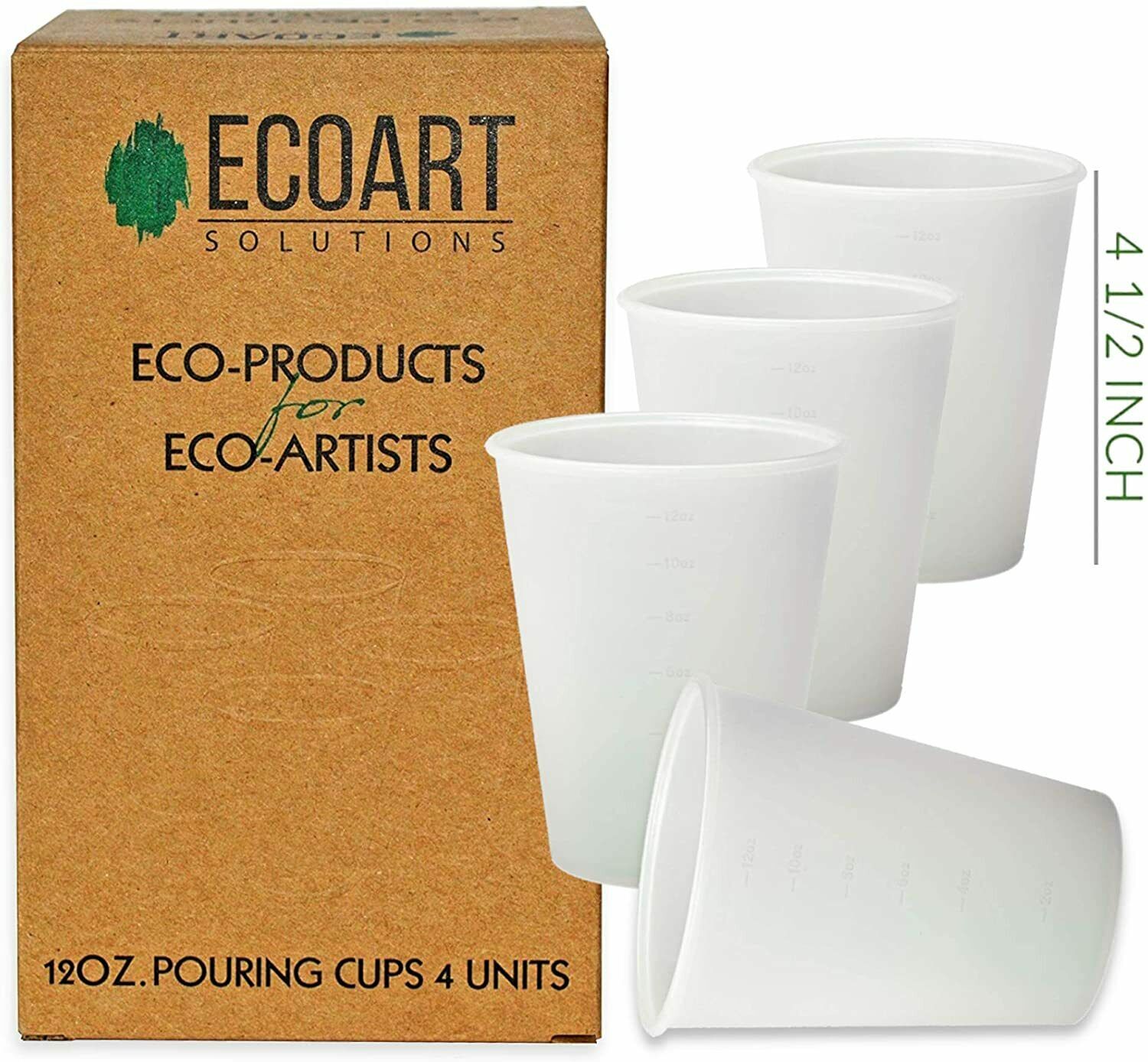 12oz Resin Pouring Cups (x4) - Easy Pour Reusable Silicone Cups for Epoxy Resin