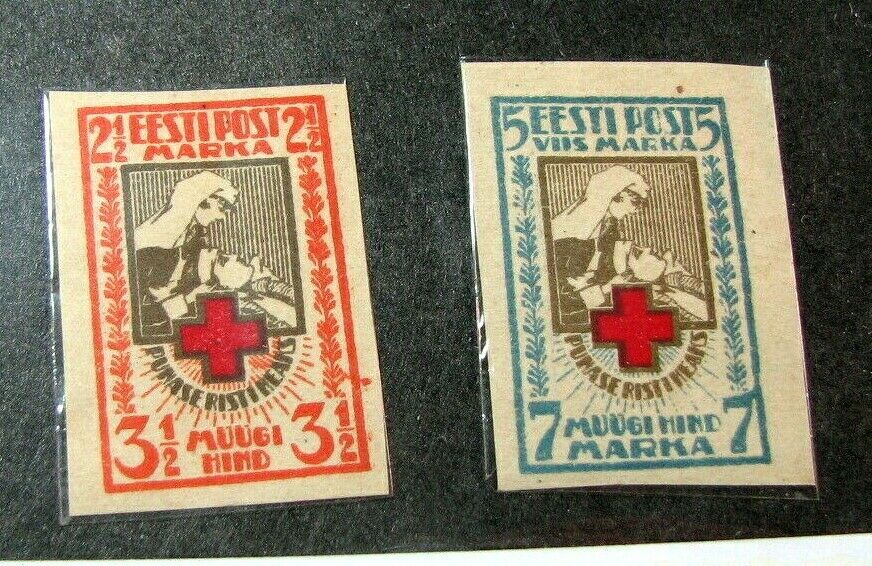 Estonia Stamp Scott# B5,b6 Nurse And Wounded Soldier 1921 Mh H197