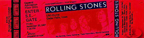 Rolling Stones 1981 Unused Concert Ticket Unidome