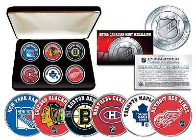 NHL ORIGINAL SIX TEAMS Royal Canadian Mint Medallions 6-Coin Set w/Display Box