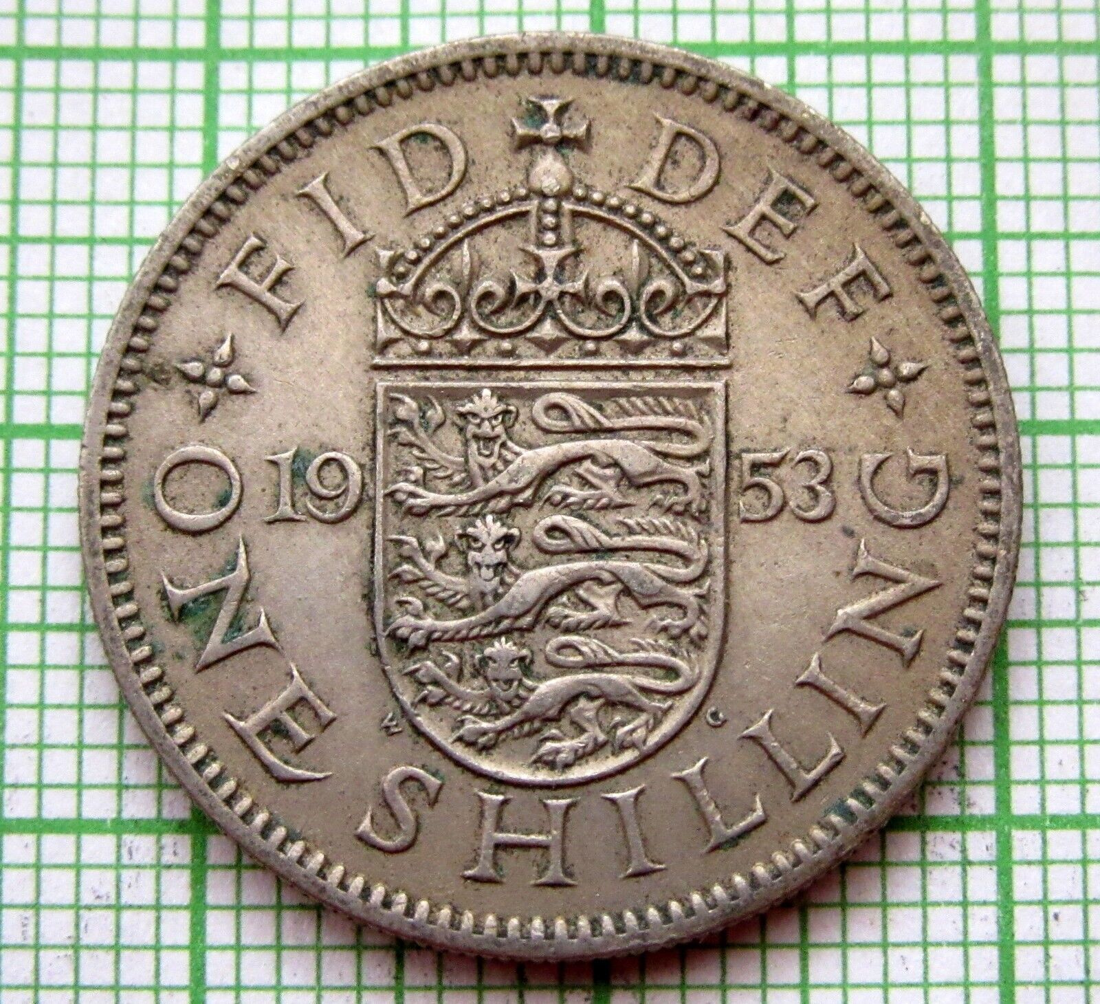 Great Britain Elizabeth Ii 1953 One Shilling, English Shield One Year Type