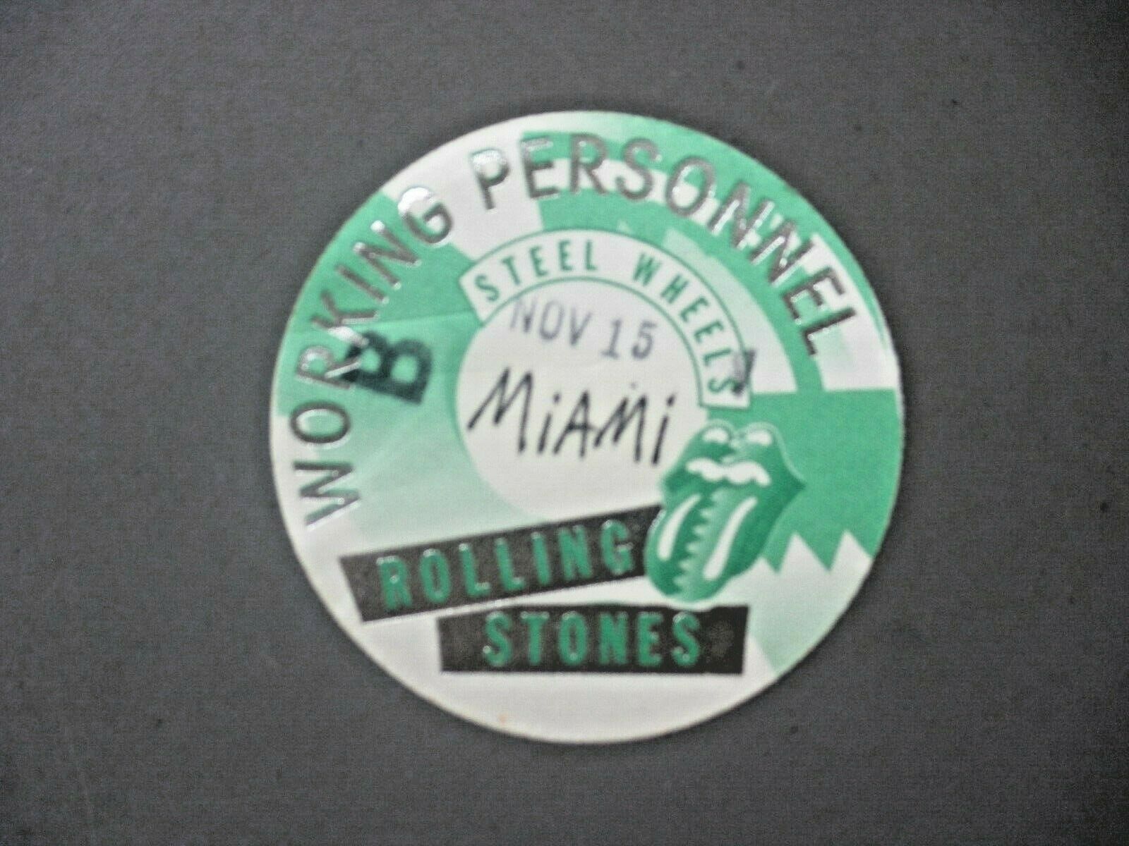 Rolling Stones Backstage Pass Satin Sticker Miami November 15th Steel Wheels !
