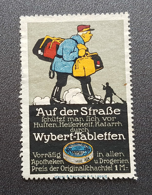 Cinderella Poster Stamp Germany Auf der Straße Wybert-Tabletten (7603)