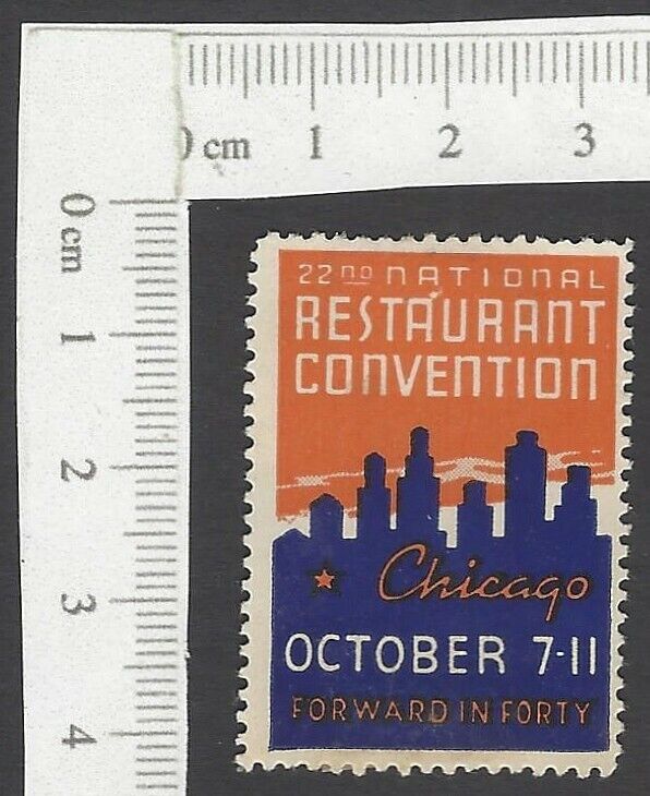 1940 National Restaurant Convention, Chicago Publicity Poster Stamp Mh