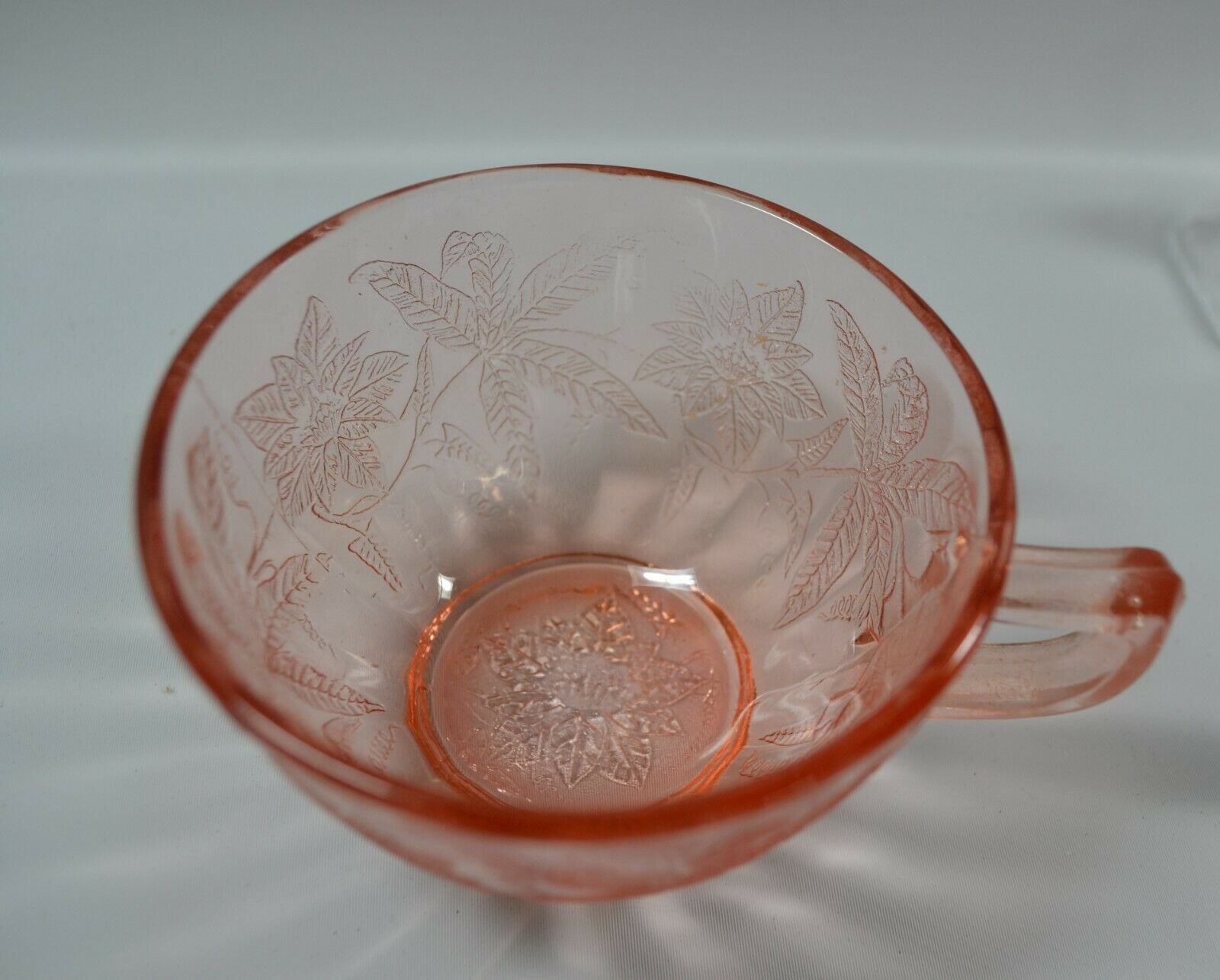Three Pink Floral Poinsettia Cups, One Price for all 3 cups, circa 1931 thru 935