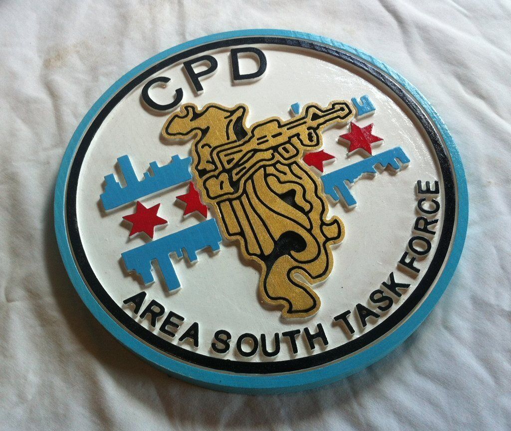 Police Department Chicago Task Force 3D routed plaque wood Patch Sign Custom