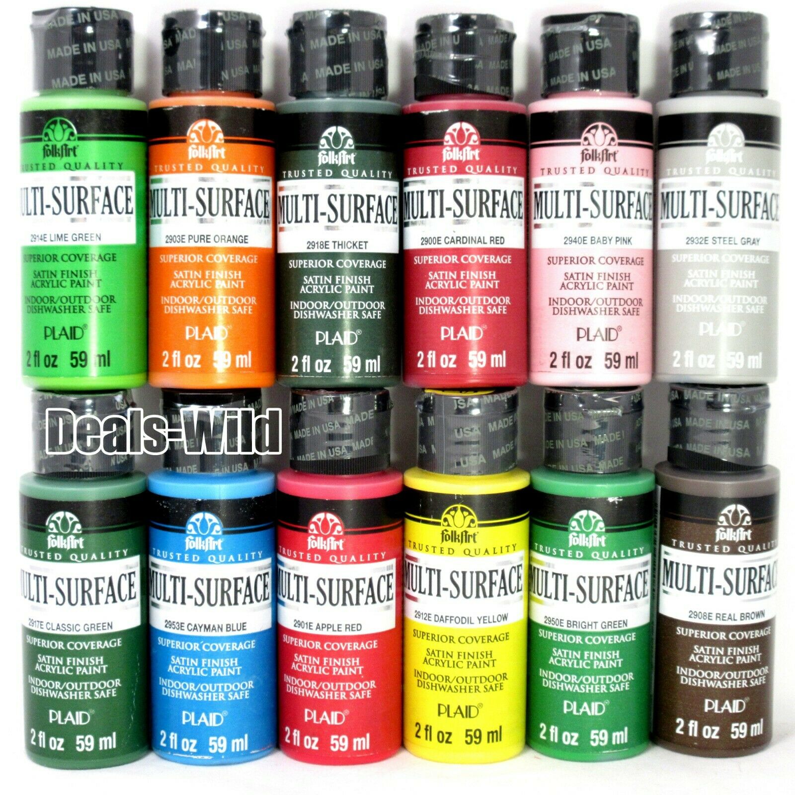 Folkart Paint Multi-surface Satin Or Metallic Acrylic Paint Folk Art 2oz Bottle