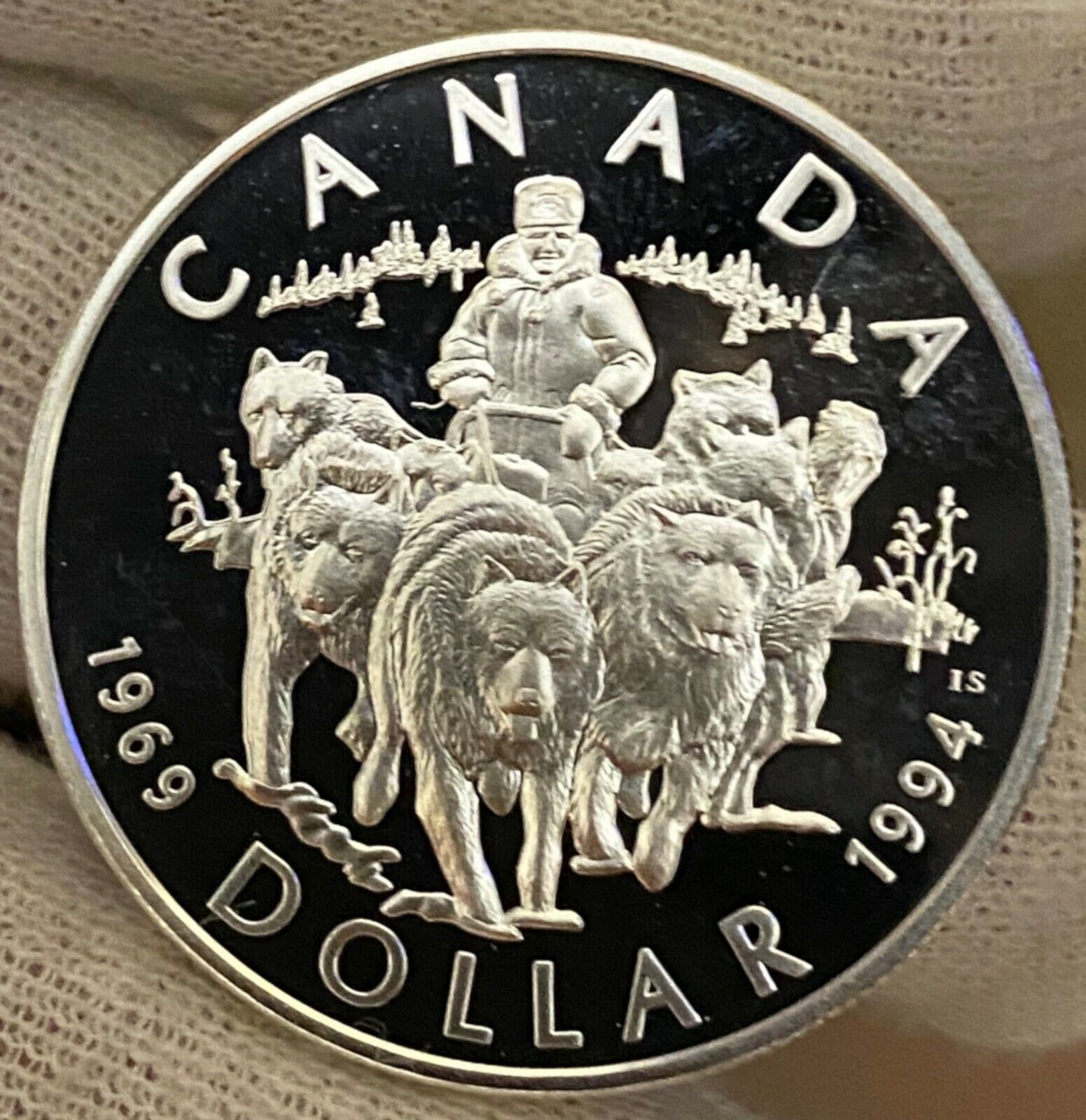 Canada 1994 Rcmp Dog Team .925 Sterling Silver $1.00 One Dollar Coin Proof