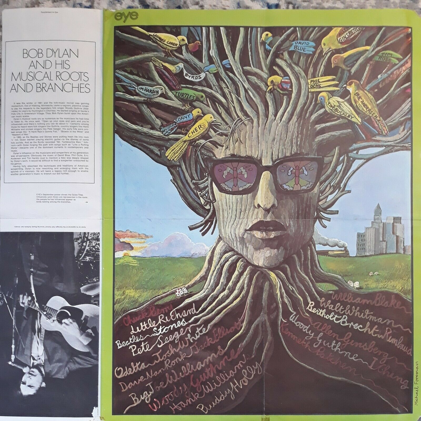 Bob Dylan - Musical Roots & Branches - Original Eye Magazine Poster With Info!!