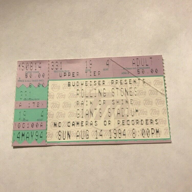 Rolling Stones - Giants Stadium Used Ticket Stub - August 14, 1994 94 8/14/94 B