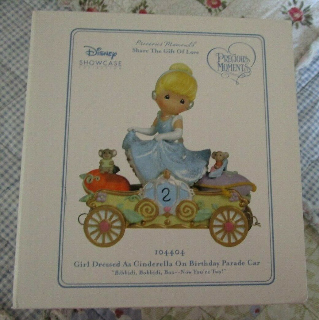 New Disney Showcase Cinderella Precious Moments Girl 104404 Birthday Parade Car