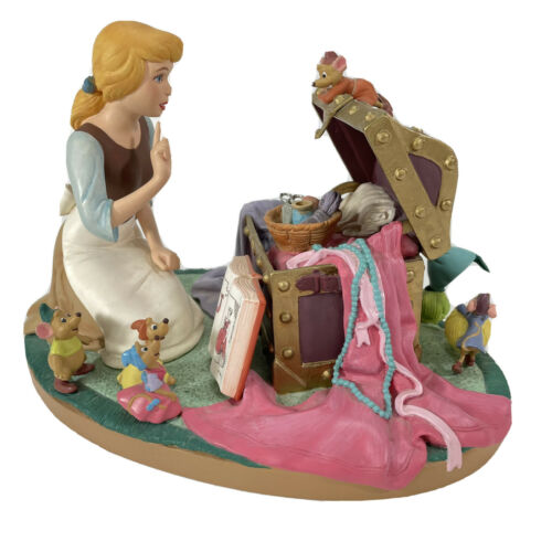 Disney Store Cinderella 45th Anniversary Musical Box Sewing Mice Figurine Gift