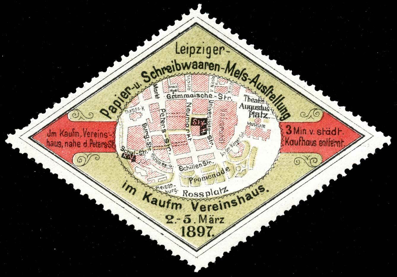 Germany Poster Stamp - 1897 Leipzig Office Exhibition And Paper Fair - Type 1