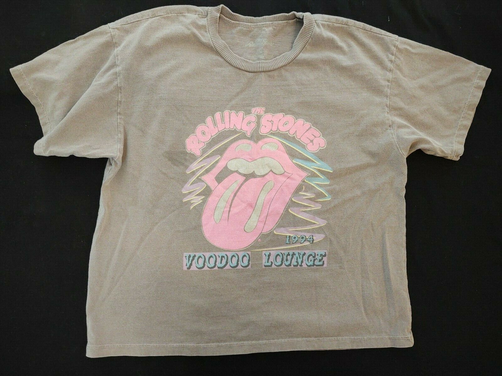 Rolling Stones 1994 Voodoo Lounge Shirt Women's Gray Fade Crop Length T Sz M
